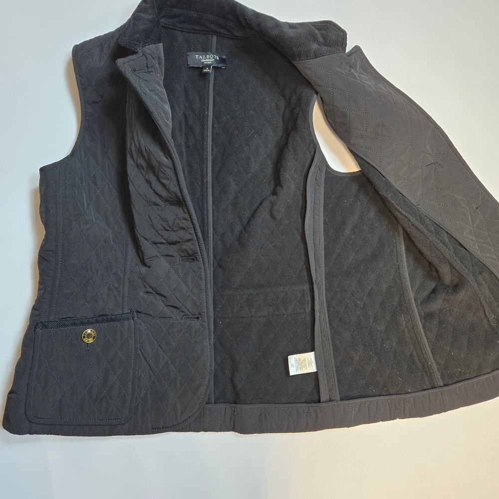 Talbots Quilted Vest Women Small Petite Corduroy Collar Button Up Layering - Picture 8 of 10